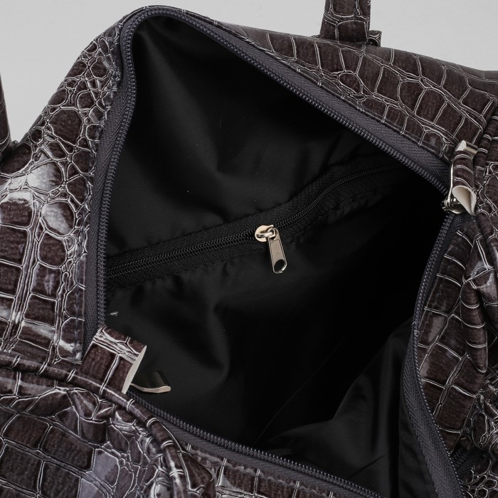 Сумка женская на молнии, 1 отдел, 1 наружный карман, серая