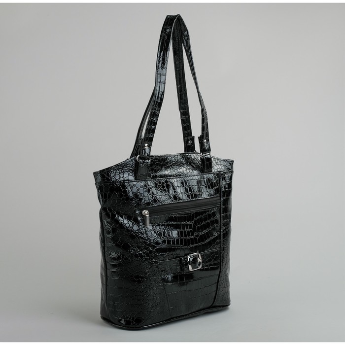 Сумка женская на молнии, 1 отдел, 2 наружных кармана, чёрная