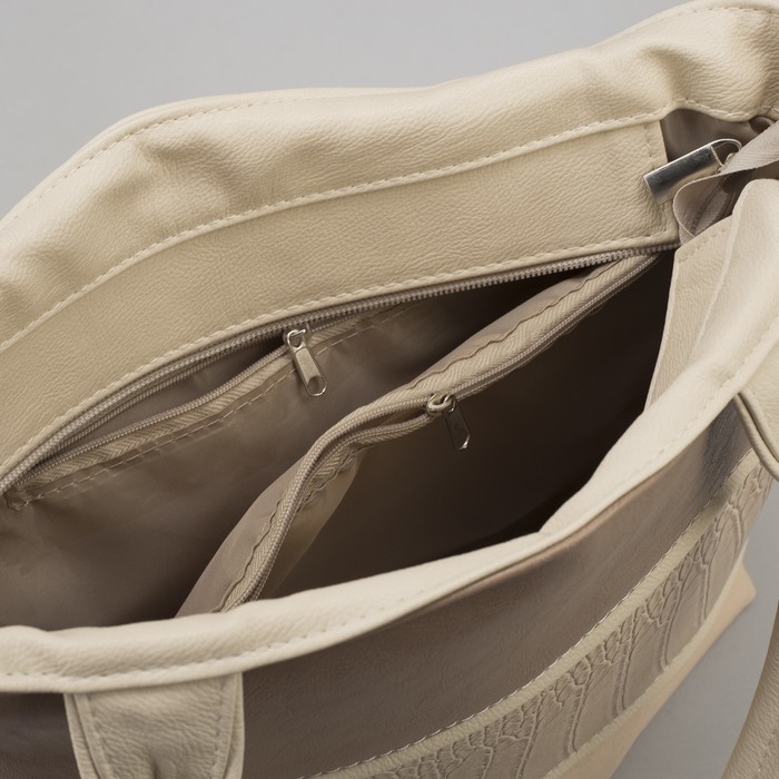 Сумка женская на молнии, 1 отдел, 1 наружный карман, белая