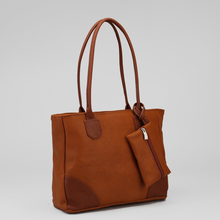 Сумка женская на молнии, 1 отдел, 1 наружный карман, коричневая