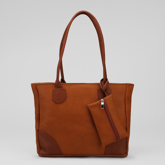 Сумка женская на молнии, 1 отдел, 1 наружный карман, коричневая