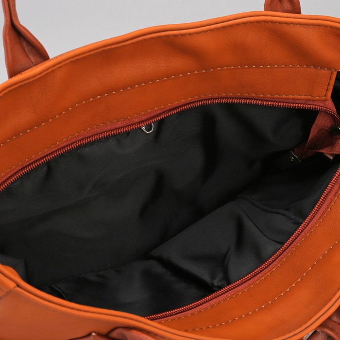 Сумка женская на молнии, 1 отдел, 1 наружный карман, коричневая