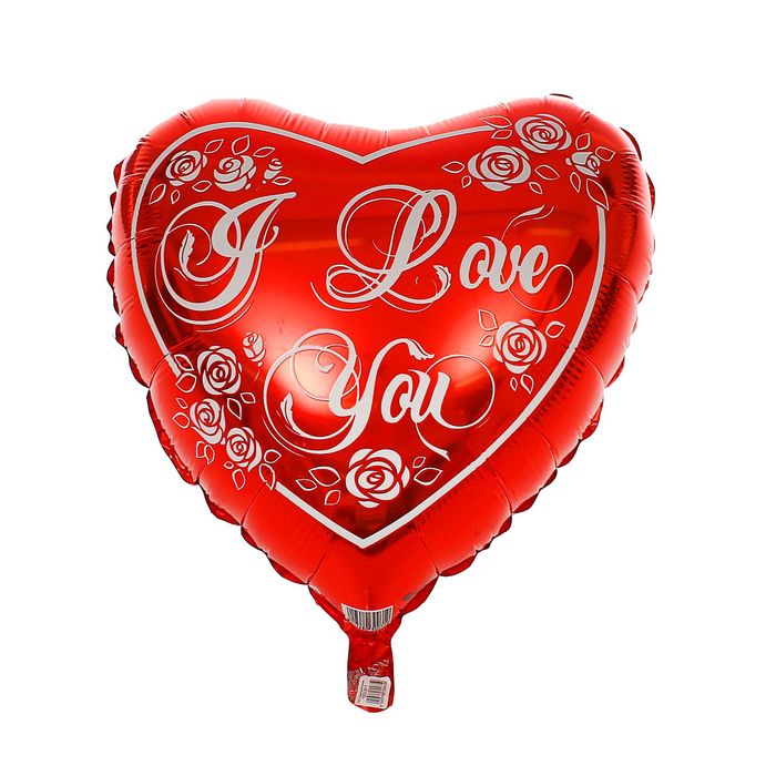 Шар фольгированный 18" I Love You "Розы", сердце, цвет красный