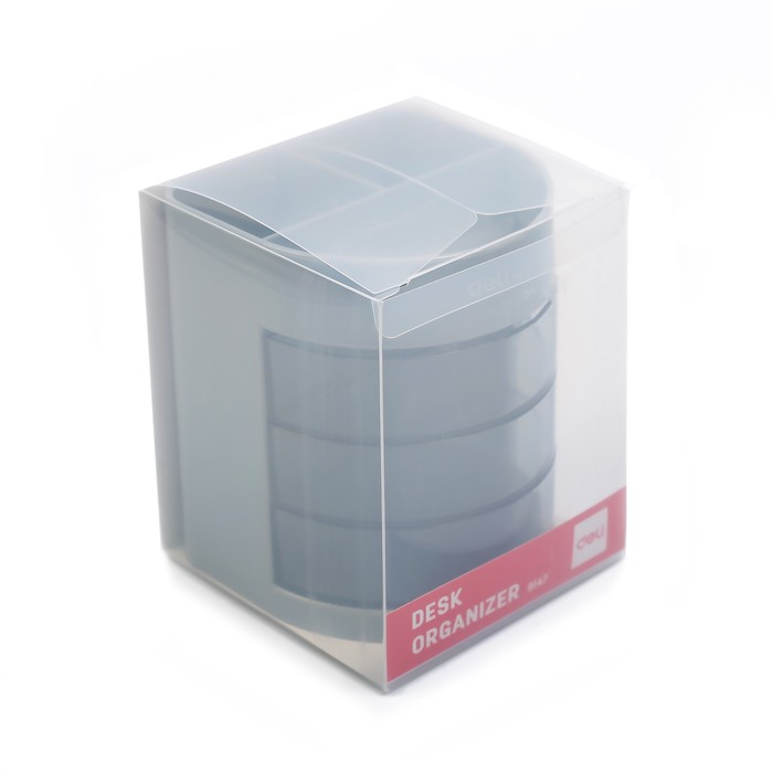 Подставка для пишущих принадлежностей черно/прозрачный пластик с выдвиж отд DELI