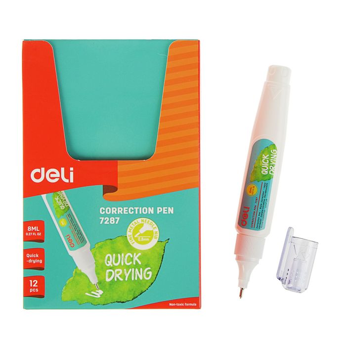 Корректор-карандаш 8мл металл наконечник на основе растворителя DELI