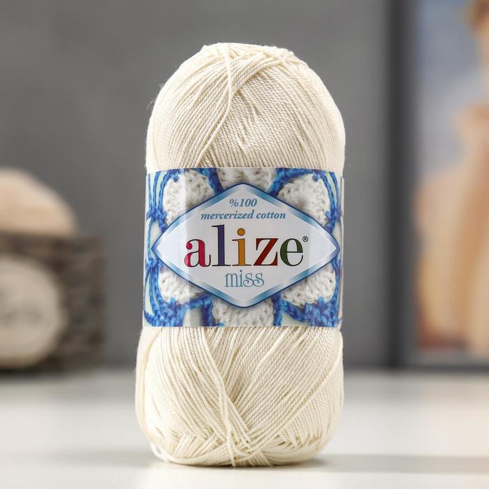 Пряжа "Miss" 100% мерсеризованный хлопок 280м/50гр (62 молочный)