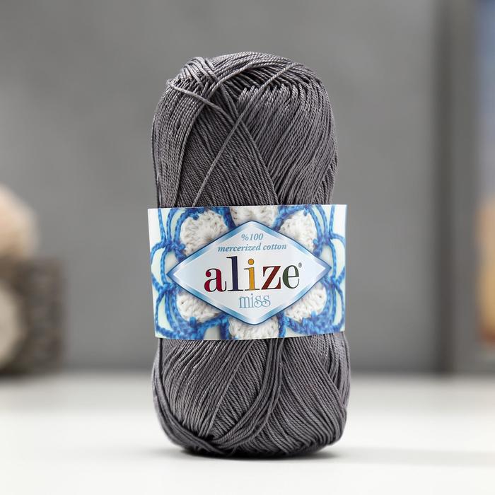 Пряжа "Miss" 100% мерсеризованный хлопок 280м/50гр (476 темно-серый)