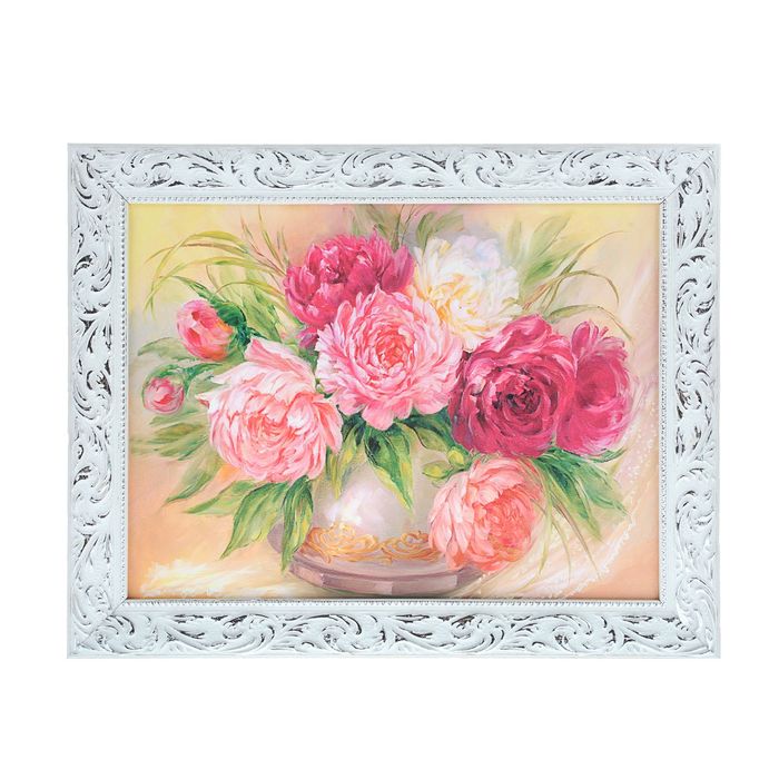 Картина "Роскошные георгины" рама микс