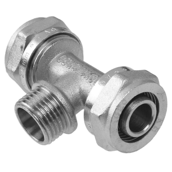 Тройник AQuapex, обжимной, 20 мм х 1/2" наружная резьба х 20 мм