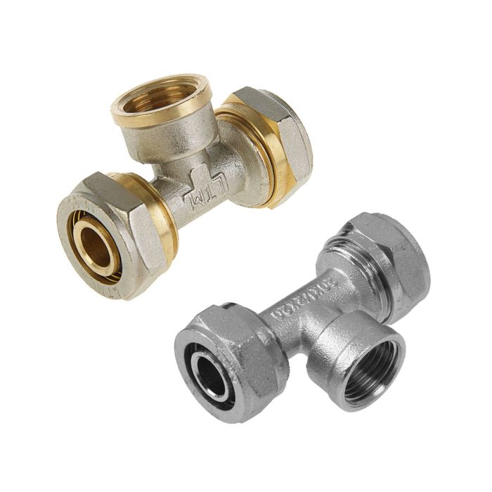 Тройник AQuapex, обжимной, 20 мм х 1/2" внутренняя резьба х 20 мм