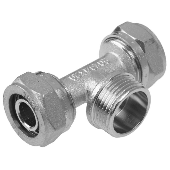 Тройник AQuapex, обжимной, 20 мм х 3/4" наружная резьба х 20 мм