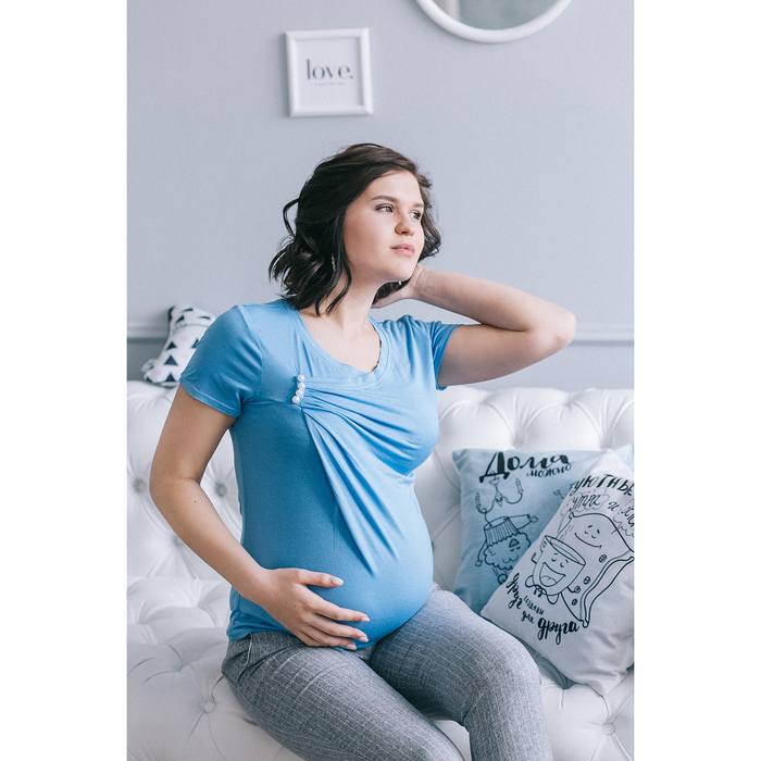 Блузка для беременных 2241, цвет голубой, размер 46, рост 170