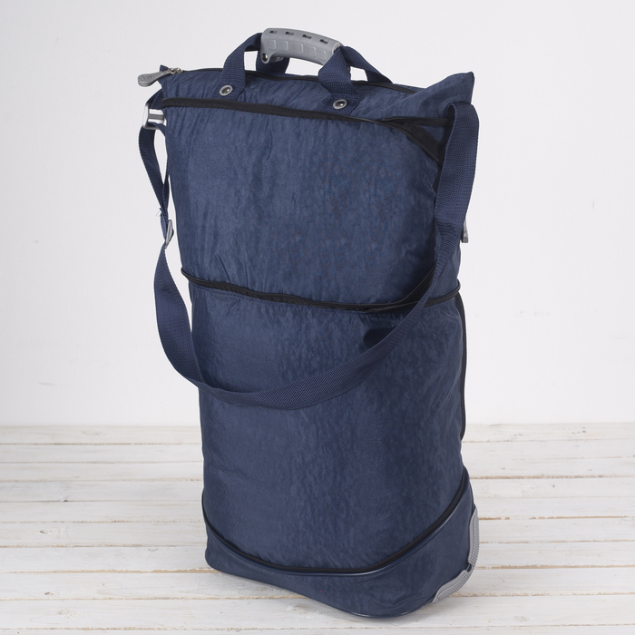 Сумка хозяйственная на колёсах, складная, 1 отдел с расширением, 1 наружный карман, серый/оранжевый