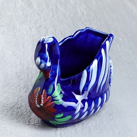 

Конфетница "Синий лебедь", синяя, керамика, 14 см