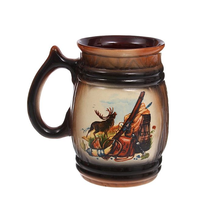 Кружка для пива "Дубок" деколь, охота, 0,6 л