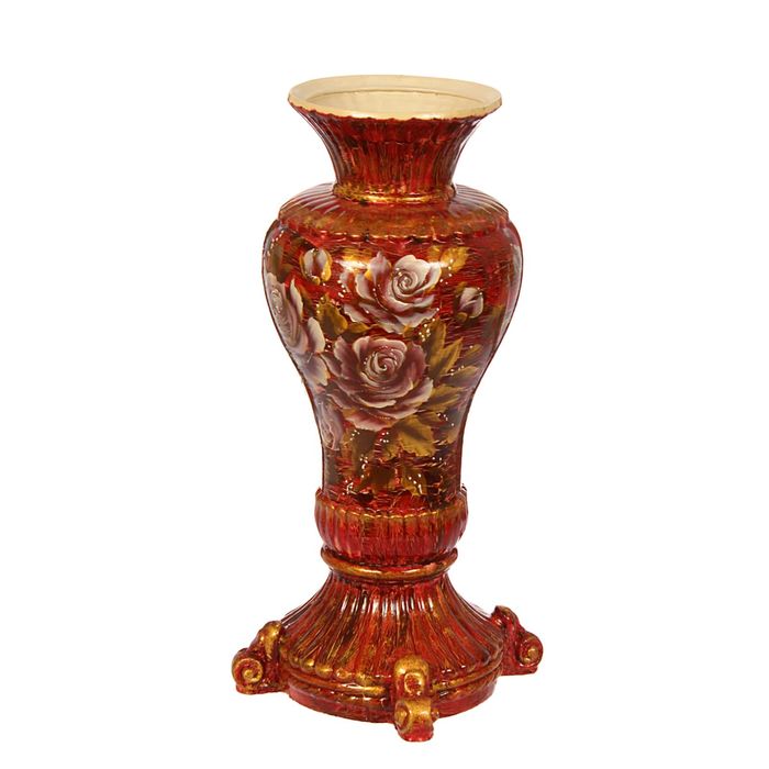 Ваза напольная "Аиша" кракелюр, бордовая