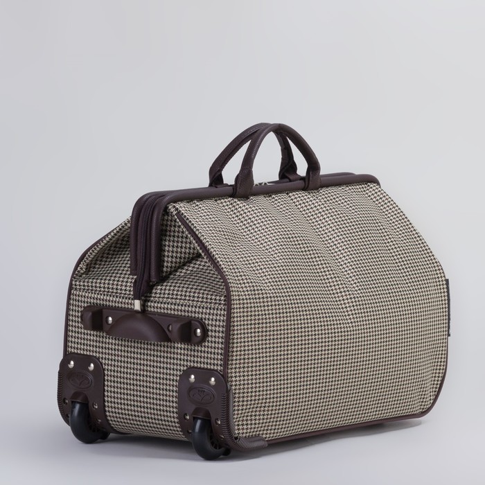 Сумка дорожная на колёсах "Гусиные лапки",1 отдел, 1 наружный карман, бежевая