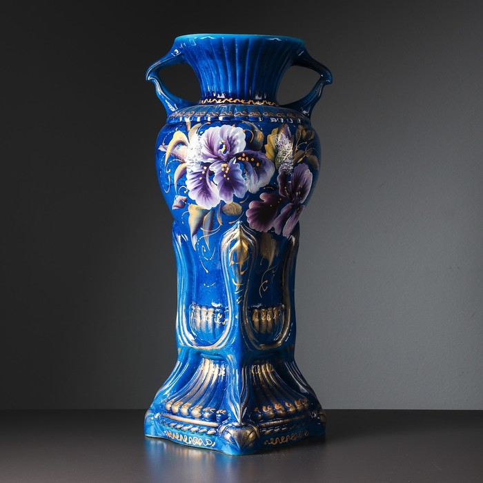 Ваза напольная "Аиша" кракелюр, синяя, микс