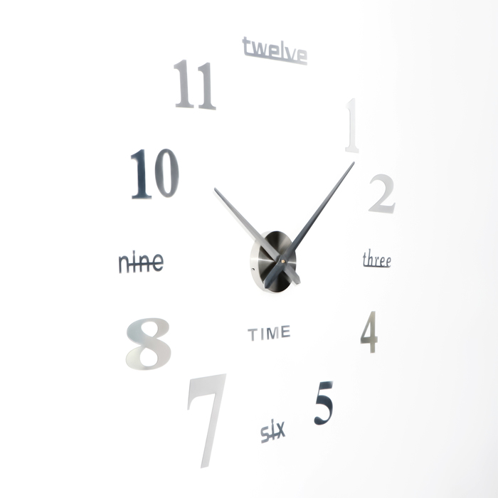 фото Часы-наклейка, серия: diy, "клермонт", плавный ход, d-120 см, 1 аа, серебро