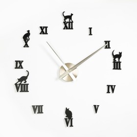 Часы-наклейка DIY 'Кошечки', плавный ход, d=120 см Ош