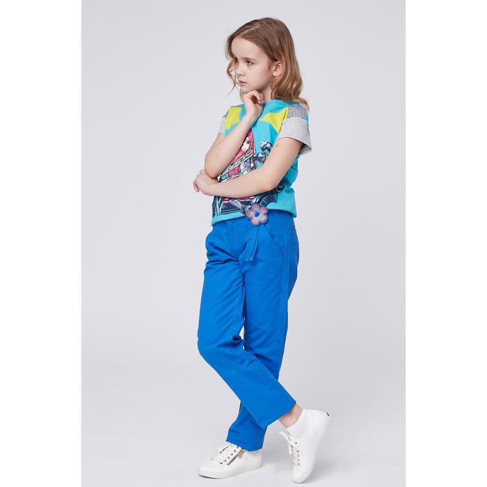 Брюки для девочки, рост 140 см, цвет голубой