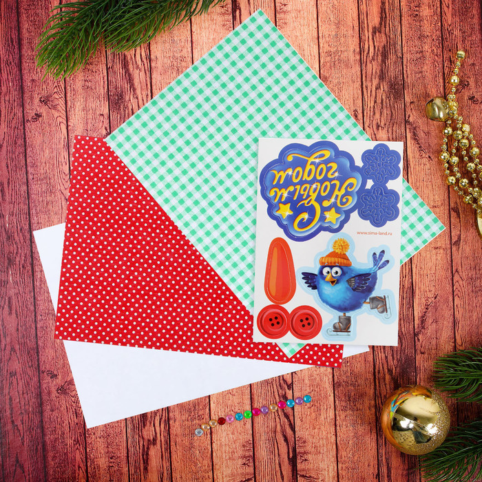 Аппликация самоклеящейся тканью "Снеговик"