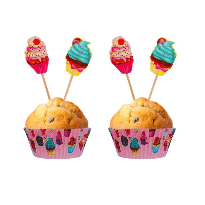 Украшения для кексов "С Днём рождения", набор: формочки 24 шт., шпажки 24 шт.