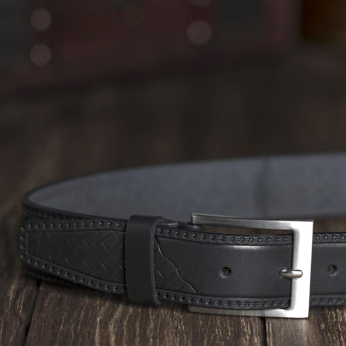 Ремень мужской, винт, пряжка под металл, ширина- 3,4см, чёрный