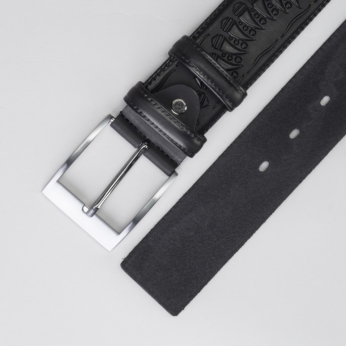 Ремень мужской, винт, пряжка под металл, ширина - 4см, чёрный