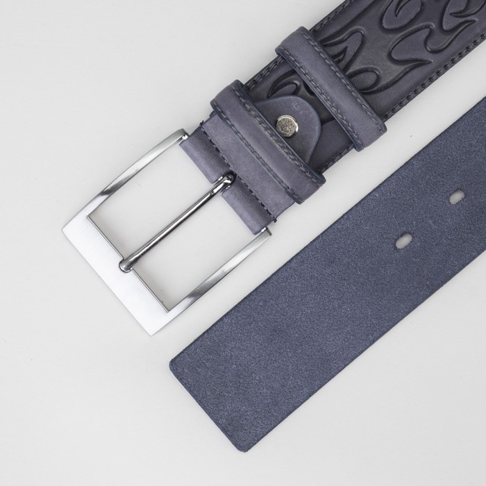 Ремень мужской, винт, пряжка под металл, ширина - 4см, серый