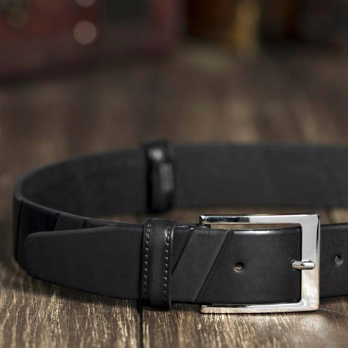Ремень мужской, винт, пряжка под металл, ширина - 3,4см, чёрный