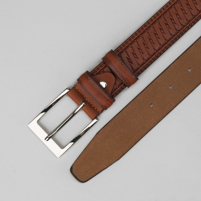 Ремень мужской, винт, пряжка под металл, ширина- 3,4см, оранжевый