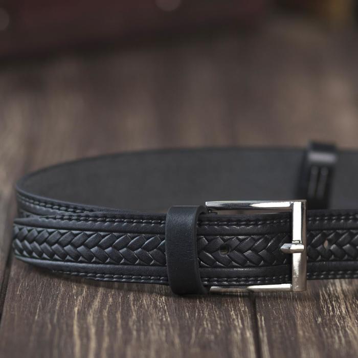 Ремень мужской, винт, пряжка под металл, ширина - 3см, чёрный