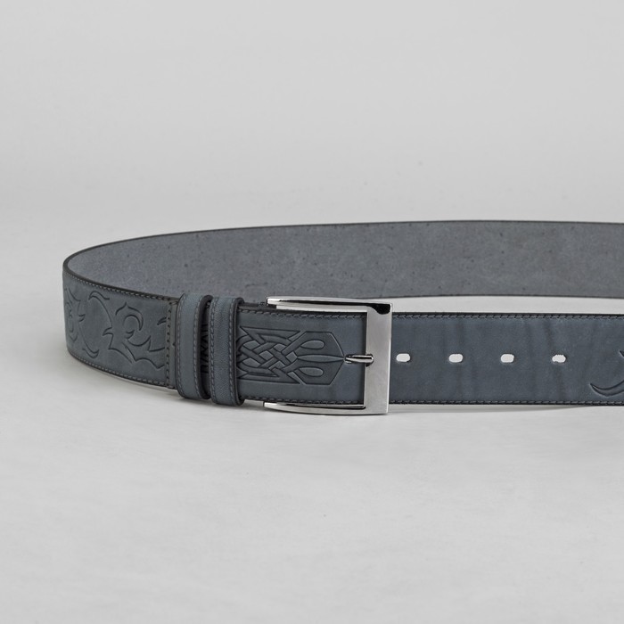 Ремень мужской, винт, пряжка под металл, ширина - 4,4см, серый