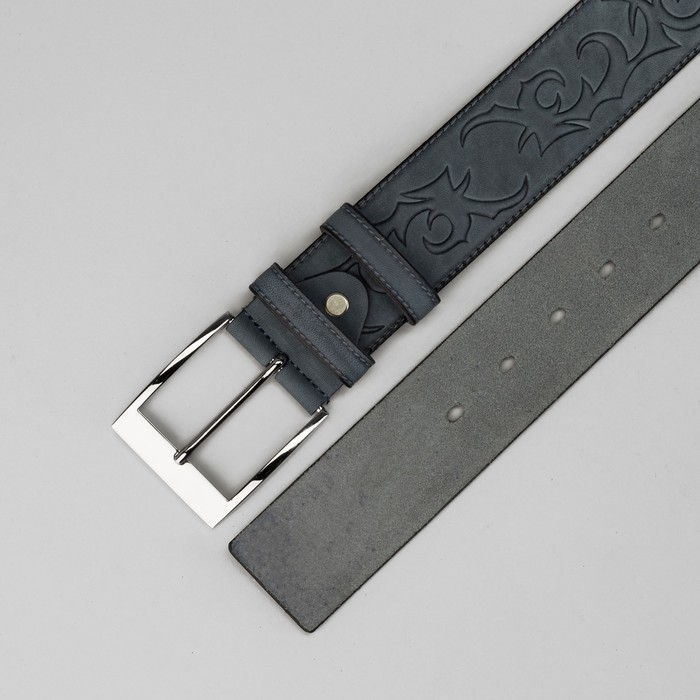 Ремень мужской, винт, пряжка под металл, ширина - 4,4см, серый