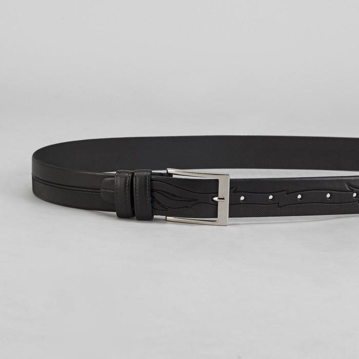 Ремень мужской, винт, пряжка под металл, ширина- 3,4см, чёрный