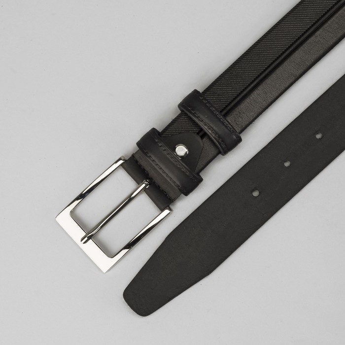 Ремень мужской, винт, пряжка под металл, ширина- 3,4см, чёрный
