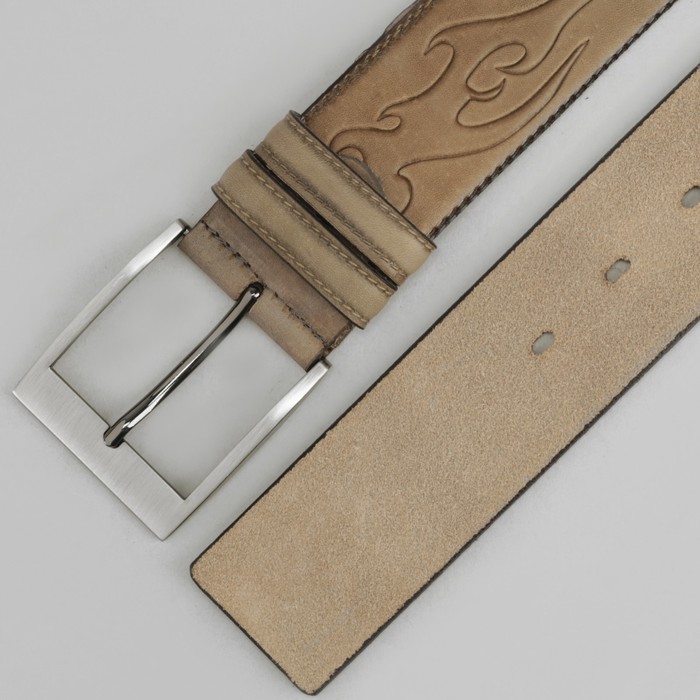 Ремень мужской, винт, пряжка под металл, ширина - 4см, цвет бежевый