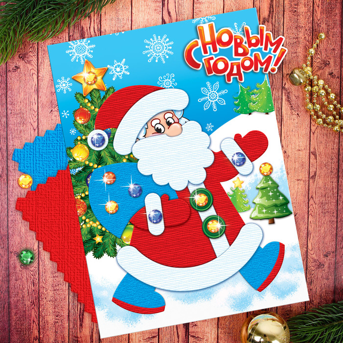 Аппликация самоклеящейся тканью "Дед Мороз"