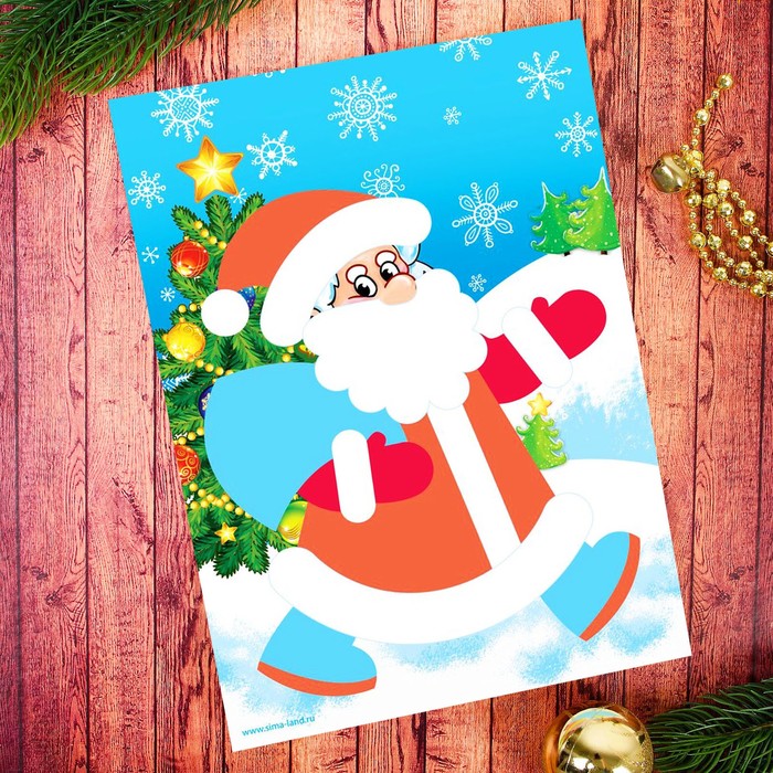 Аппликация самоклеящейся тканью "Дед Мороз"