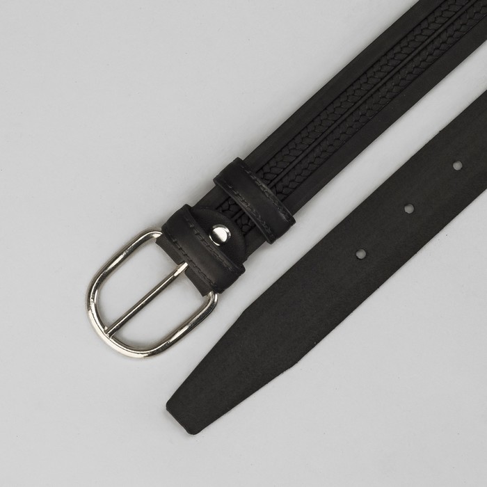 Ремень мужской, винт, пряжка под металл, ширина - 3см, чёрный