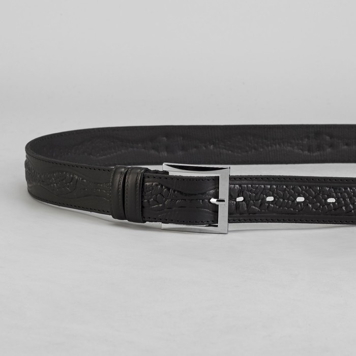 Ремень мужской, винт, пряжка под металл, ширина- 3,9см, чёрный