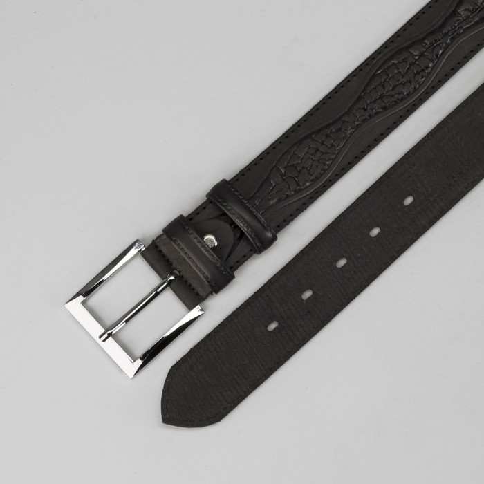 Ремень мужской, винт, пряжка под металл, ширина- 3,9см, чёрный