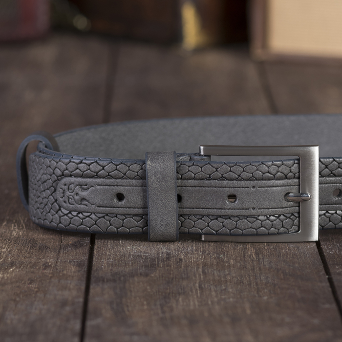 Ремень мужской, винт, пряжка под металл, ширина- 3,4см, серый