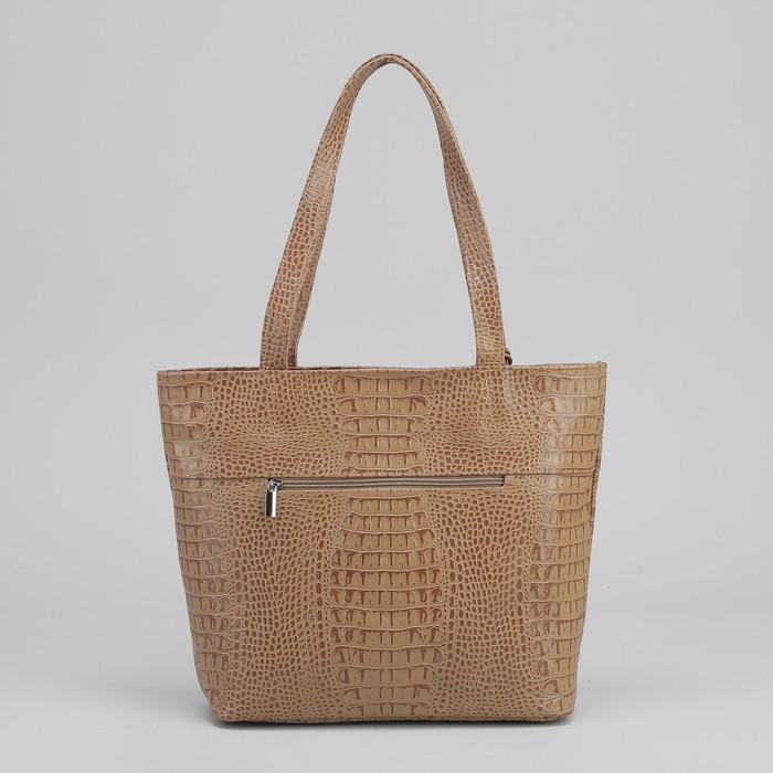 Сумка женская на молнии, 1 отдел с перегородкой, 1 наружный карман, бежевая