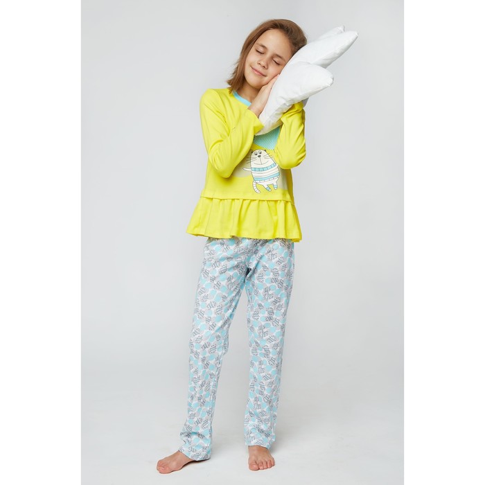 Комплект домашний для девочки (футболка и брюки), рост 116 см (60), цвет жёлтый