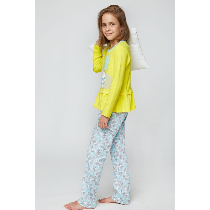 Комплект домашний для девочки (футболка и брюки), рост 116 см (60), цвет жёлтый