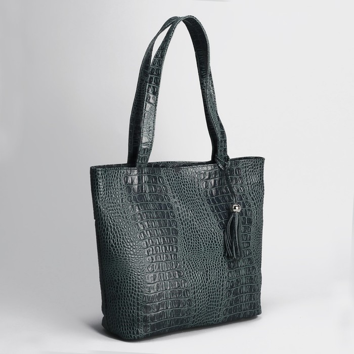 Сумка женская на молнии, 1 отдел с перегородкой, 1 наружный карман, зелёная