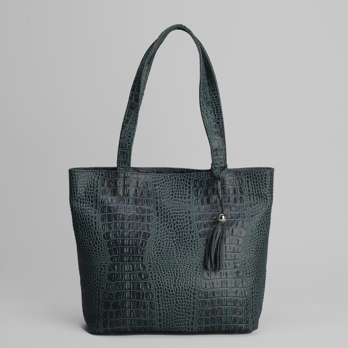 Сумка женская на молнии, 1 отдел с перегородкой, 1 наружный карман, зелёная