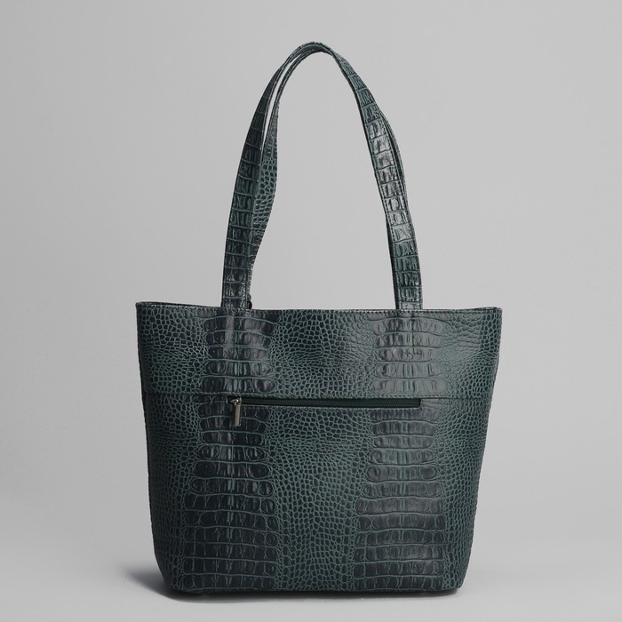 Сумка женская на молнии, 1 отдел с перегородкой, 1 наружный карман, зелёная